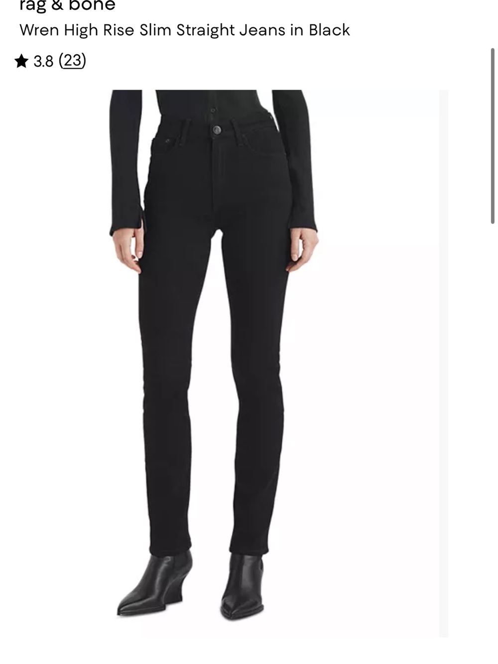 rag & bone Black High-Rise Slim Straight Jeans